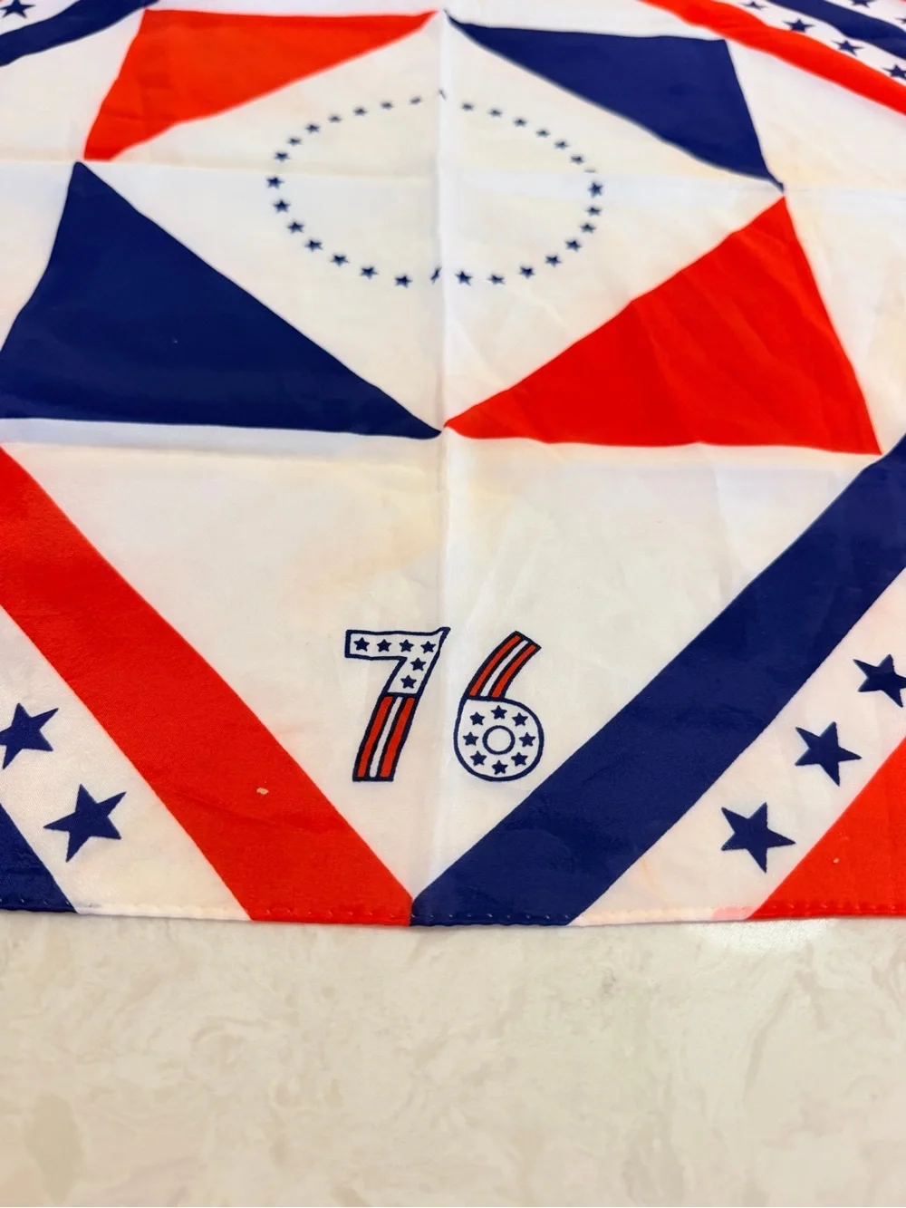 1976 Bicentennial Red White Blue Patriotic Square Scarf Marlowe Finer Ltd USA